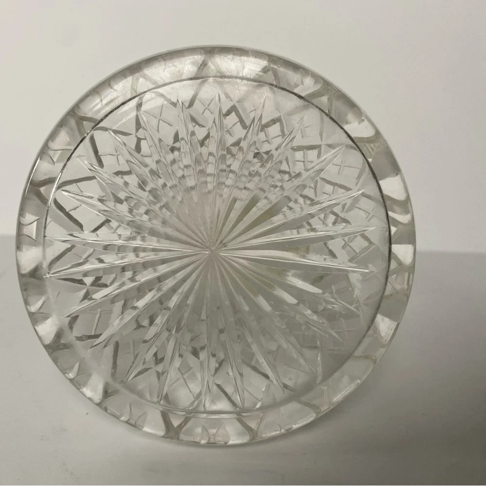 Cut Glass Crystal Vase Or Cruet Facet No Stopper Vintage 7” Clear 4” wide